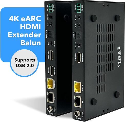 موسع OREI 8K KVM eARC HDMI Balun HDBaseT 3.0 UltraHD 4K @ 120 هرتز 4:4:4 عبر كابل CAT6/7 فردي مع USB، VRR، LAN، Dolby Vision، CEC، ARC ودعم IR، RS-232 حتى 330 قدم مخرج صوت - إثبات المفهوم in Saudi Arabia