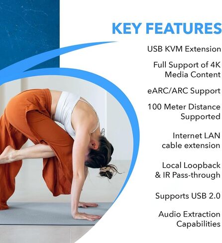 موسع OREI 8K KVM eARC HDMI Balun HDBaseT 3.0 UltraHD 4K @ 120 هرتز 4:4:4 عبر كابل CAT6/7 فردي مع USB، VRR، LAN، Dolby Vision، CEC، ARC ودعم IR، RS-232 حتى 330 قدم مخرج صوت - إثبات المفهوم in Saudi Arabia