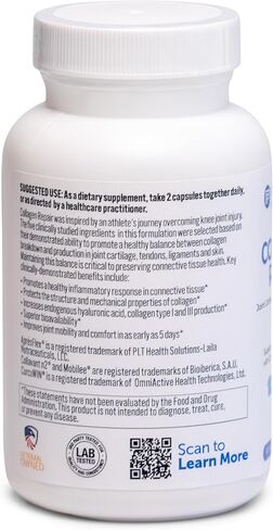 Collagen Repair - Joint Health Supplement - Joint Cartilage, Tendon, Ligament Support - Supports Connective Tissue Repair - With Type 2 Collagen, Curcumin, Hyaluronic Acid & More, 60 Caps in Saudi Arabia