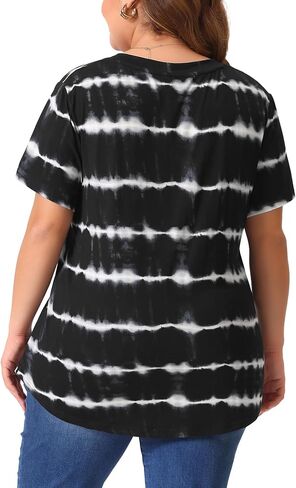 Agnes Orinda Women's Plus Size 2023 Tunics V Neck Short Sleeve Casual Tie Dye Summer Tops Tunic in Saudi Arabia