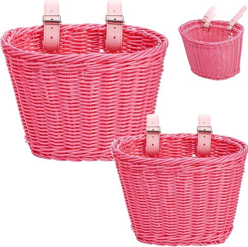 سلة دراجة وردية منسوجة يدويًا من يوباي للبنات، حامل على المقود، مقاومة للماء، أشرطة جلدية قابلة للتعديل، تطبيقات متعددة in Kuwait