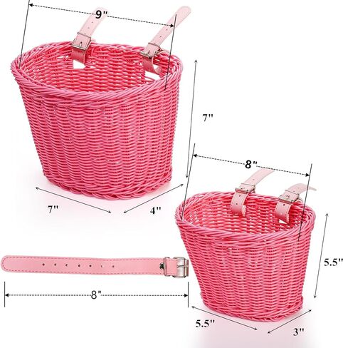 سلة دراجة وردية منسوجة يدويًا من يوباي للبنات، حامل على المقود، مقاومة للماء، أشرطة جلدية قابلة للتعديل، تطبيقات متعددة in Kuwait