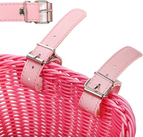 سلة دراجة وردية منسوجة يدويًا من يوباي للبنات، حامل على المقود، مقاومة للماء، أشرطة جلدية قابلة للتعديل، تطبيقات متعددة in Kuwait