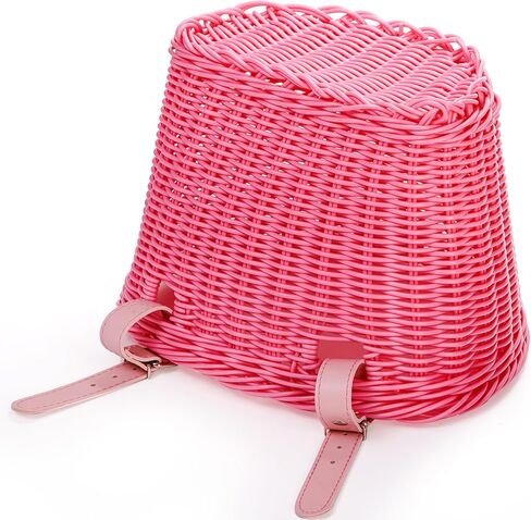 سلة دراجة وردية منسوجة يدويًا من يوباي للبنات، حامل على المقود، مقاومة للماء، أشرطة جلدية قابلة للتعديل، تطبيقات متعددة in Kuwait