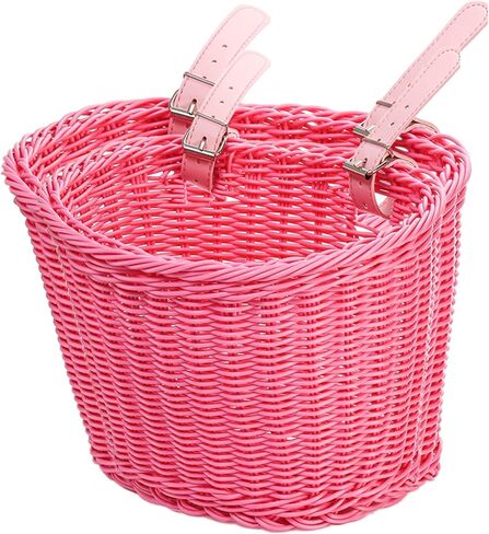 سلة دراجة وردية منسوجة يدويًا من يوباي للبنات، حامل على المقود، مقاومة للماء، أشرطة جلدية قابلة للتعديل، تطبيقات متعددة in Kuwait