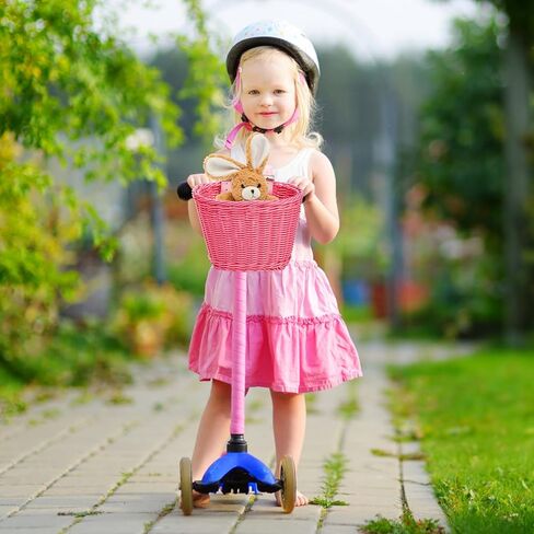 سلة دراجة وردية منسوجة يدويًا من يوباي للبنات، حامل على المقود، مقاومة للماء، أشرطة جلدية قابلة للتعديل، تطبيقات متعددة in Kuwait