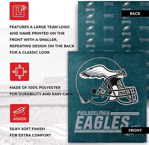 Northwest NFL Double Sided Blanket - 100% Soft Polyester - Double Sided - Embrace NFL Spirit and Stay Warm on Game Days (Philadelphia Eagles - Green) in Saudi Arabia