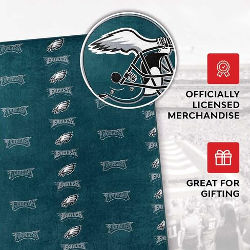 Northwest NFL Double Sided Blanket - 100% Soft Polyester - Double Sided - Embrace NFL Spirit and Stay Warm on Game Days (Philadelphia Eagles - Green) in Saudi Arabia