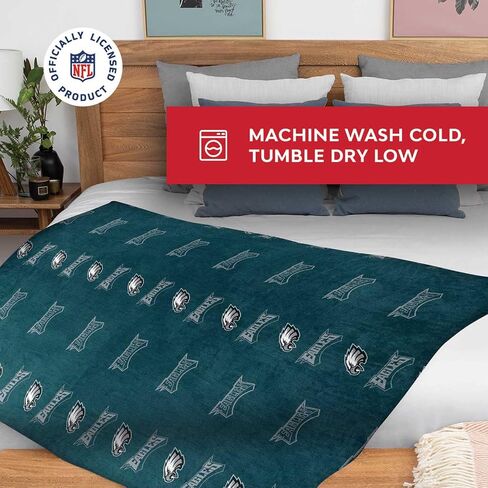 Northwest NFL Double Sided Blanket - 100% Soft Polyester - Double Sided - Embrace NFL Spirit and Stay Warm on Game Days (Philadelphia Eagles - Green) in Saudi Arabia