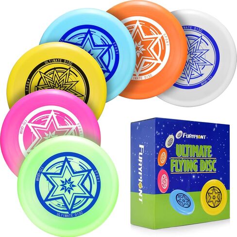 Ultimate Flying Disc 175g,Adult Sport Disc Set for Competitive and Pro Players,Includes 1 Glow in The Dark Ultimate Disc for Beach Pool Game, Camping and Backyard (6 Color Set) in Saudi Arabia