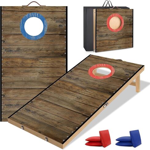 مجموعة ألواح كورنهول محمولة بطول 2 قدم × 1 قدم من الخشب الصلب مع 6 أكياس فول وحقيبة حمل لعبة كورنهول قابلة للطي للأطفال والكبار في الأماكن المغلقة أو الهواء الطلق ألعاب الرمي في الفناء الخلفي in Kuwait