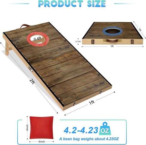 مجموعة ألواح كورنهول محمولة بطول 2 قدم × 1 قدم من الخشب الصلب مع 6 أكياس فول وحقيبة حمل لعبة كورنهول قابلة للطي للأطفال والكبار في الأماكن المغلقة أو الهواء الطلق ألعاب الرمي في الفناء الخلفي in Kuwait