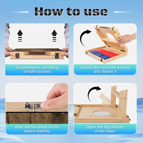 مجموعة ألواح كورنهول محمولة بطول 2 قدم × 1 قدم من الخشب الصلب مع 6 أكياس فول وحقيبة حمل لعبة كورنهول قابلة للطي للأطفال والكبار في الأماكن المغلقة أو الهواء الطلق ألعاب الرمي في الفناء الخلفي in Kuwait