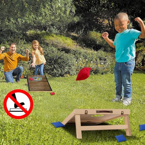 مجموعة ألواح كورنهول محمولة بطول 2 قدم × 1 قدم من الخشب الصلب مع 6 أكياس فول وحقيبة حمل لعبة كورنهول قابلة للطي للأطفال والكبار في الأماكن المغلقة أو الهواء الطلق ألعاب الرمي في الفناء الخلفي in Kuwait