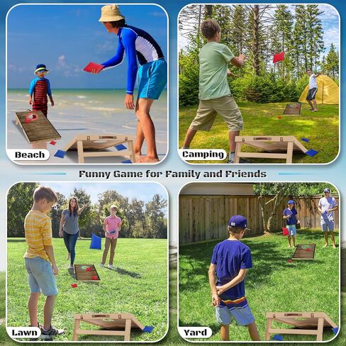مجموعة ألواح كورنهول محمولة بطول 2 قدم × 1 قدم من الخشب الصلب مع 6 أكياس فول وحقيبة حمل لعبة كورنهول قابلة للطي للأطفال والكبار في الأماكن المغلقة أو الهواء الطلق ألعاب الرمي في الفناء الخلفي in Kuwait