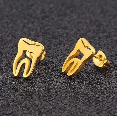 2 Pairs Cute Tooth Stud Earrings for Women Men Fashion Funny Tiny Crystal Tooth Earrings Set Jewelry for Gift Dental Student Dentist Dental Assistant Gift in Saudi Arabia