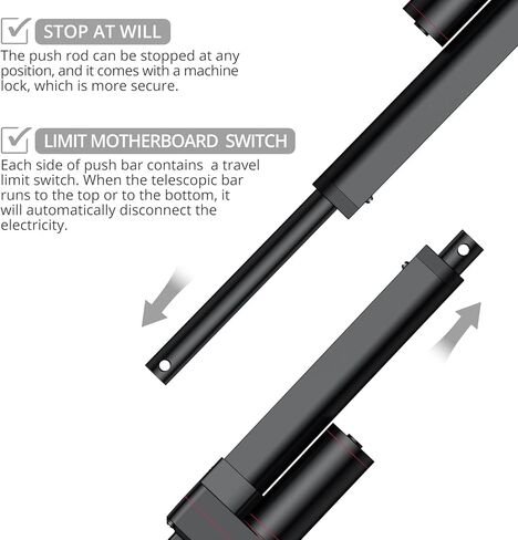 Justech 150mm 6 "محرك المحرك الخطي، الثقيلة 3000N 660lbs المحرك الخطي للسيارات السيارات RV فتحت باب كهربائي المركبات السفن البضائع التلفزيون رفع الجداول التدليك أسرة كهربائية الكراسي الطبية in Kuwait