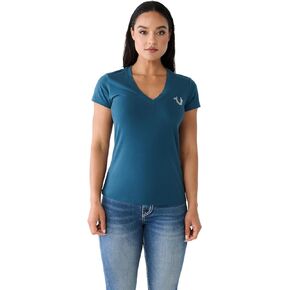 True Religion Brand Jeans womens Buddha Cities Logo Crewneck Tee T-Shirt