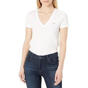 Lacoste Women's Short-Sleeve Cotton Jersey V-Neck T-Shirt