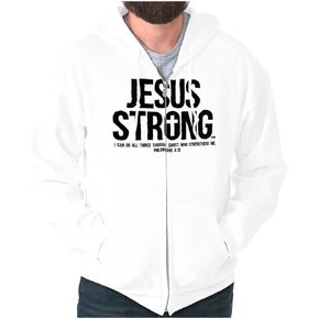 Jesus Strong Philippians 4:13 Bible Zip Up Hoodie Mens Womens