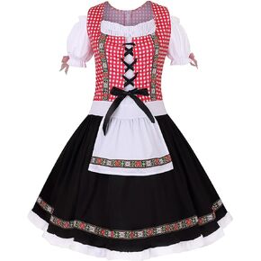 GRAJTCIN Women's Oktoberfest Costumes German Bavarian Dirndl Dresses Halloween Fancy Dress