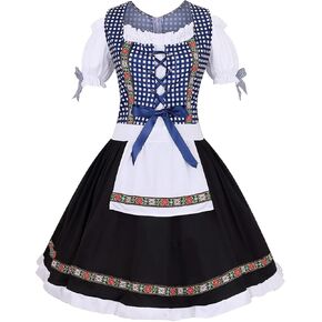 GRAJTCIN Women's Oktoberfest Costumes German Bavarian Dirndl Dresses Halloween Fancy Dress