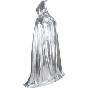 Gardeningwill Halloween Party Christmas Magic Devil Long Vampire Dracula 59 Inch Hooded Cloak Fancy Dress Costume Cape Silver