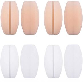 4Pairs Soft Silicone Bra Strap Cushion Holder Decompression Anti-Slip Shoulder Pads Protectors Pads Underwear Holder Flesh/White