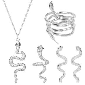 Snake Jewelry Set for Women Snake Dangle Earrings Black Snake Bracelet Gold Silver Snake Necklace Black Snake Ring Set for Halloween Punk Gothic Snake Jewelry Gift's for Teen Girls