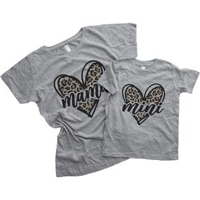7 ate 9 Apparel Matching Mommy and Me Shirts - Mama & Mini Leopard Heart Shirt - Mom and Mini Mother Daughter T-Shirts