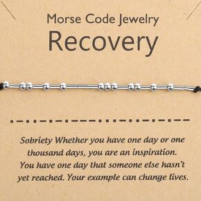 PLITI Sobriety Gift Addiction Recovery Gift AA NA Alcoholics Anonymous Gift New Beginning Gift Recovery Morse Code Bracelet