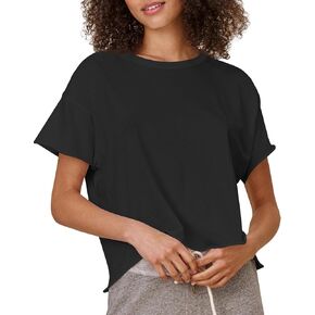 Tankaneo Womens Summer Crop Tops Short Sleeve Crew Neck Boxy T-Shirts Casual Basic Tees