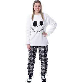 Disney The Nightmare Before Christmas Adult Jack Skellington 3 Piece Minky Pants, Sherpa Pullover, and Socks Pajama Set