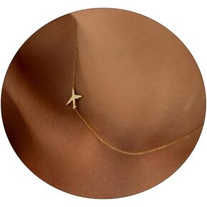 Kyerlyn 14K Gold Necklace for Women, Dainty Airplane/Swallow/Lightning Necklace Sideways Necklace Pendant Trendy for Girls Adjustable Chain Simple Choker Everyday Jewelry Gifts in Kuwait