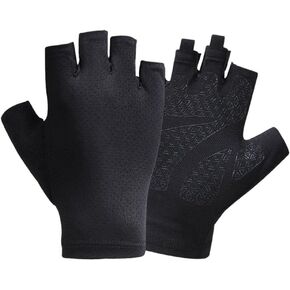 Andy's Orchids Half Finger Cycling Gloves, Men Women Ice Silk Gloves, Cycling Mittens, Thin Driving Gloves, Sun Protection Gloves for Outdoor Sports Driving Fishing Fitness Black