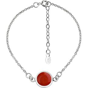 AeraVida Striking Double-Sided Reconstructed Red Coral and White Mother of Pearl .925 Sterling Silver Bracelet
