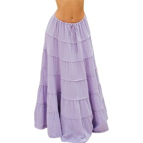 تنورة نسائية طويلة غير رسمية، تنورة طويلة ماكسي متدرجة على شكل حرف A، صورة ظلية in Kuwait