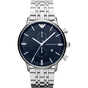Emporio Armani AR1648 Men's Watch XL Analogue Quartz Stainless Steel, Silver/Black, AR1648