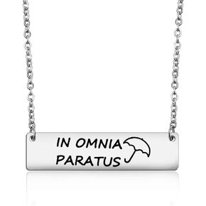 PLITI In Omnia Paratus Bar Necklace Ready for Anything Motivational Gift Umbrella Charm Gifts