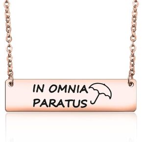 PLITI In Omnia Paratus Bar Necklace Ready for Anything Motivational Gift Umbrella Charm Gifts