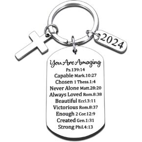 2024 Baptism Gifts for Boys Girls First Communion Gifts for Teenage Girls Kids Religious Keychain for Women Men Confirmation Bible Verse Gift for Godson Goddaughter 2024 Graduation Gifts for Him Her