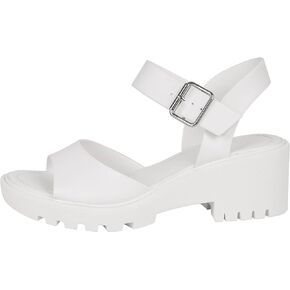 Womens Heeled Sandal Open Toe One Band Lug sole Block Ankle Strap Platform ANGELA