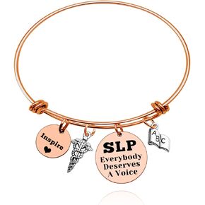 Speech Therapist Bracelet SLP Gift Speech Language Pathologist Gifts Speech Therapy Gifts Appreciation Gift for Women SLP Bangle Mother Day Easter Birthday Gifts for Speech Teacher SLP Jewelry