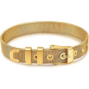 Jude Jewelers Stainless Steel Adjutable Wire Mesh Watch Band Style Bangle Bracelet