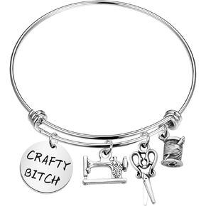 PLITI Sewing bracelet Seamstress Gifts For Crafter Sewing Lover Gift Crafty Bitch Gift Sewing Gift For Diy Lover Crafty Lady Gift