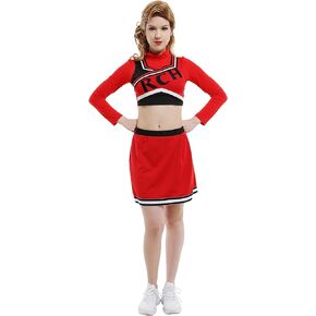 haikyuu Women's Cheerleader Cosplay Costume Athletic Sportswear Top T-shirt Skirt with Vest