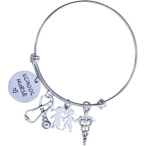VALAFO School Nurse Appreciation Gifts Bracelet for Women School Nurses Week Gift Graduating Nursing School Registered Nurses Bangle School Nurse Bracelet, Pearl in Kuwait