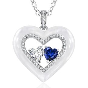 LOUISA SECRET Valentine's Day Gifts for Her, Shell Double Heart Birthstone Necklaces for Women, 925 Sterling Silver Fine Jewelry, Anniversary Birthday Gifts for Women Wife Mom Girlfriend Daughter Lady in Kuwait