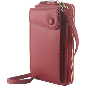 PU Leather Small Crossbody Phone Bag, Cell Phone Shoulder Bag Wallet, Zipper Cash Pocket Purse with Credit Card