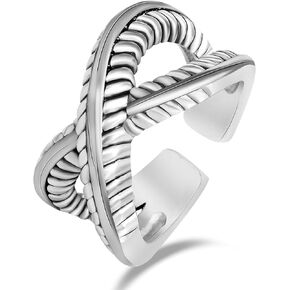 JadeAngel Stainless Steel Designer Jewelry Fashion Twisted Cross Rings for Women/Cable Wire Bracelet for Christmas Valentine Gift